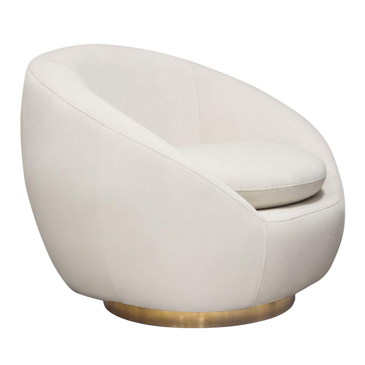 CELINECHCM Celine Swivel Accent Chair In Light Cream Velvet W/ Brushed Gold Accent Band