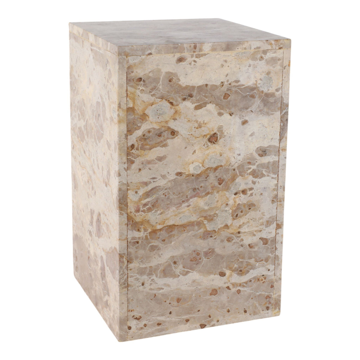 20" x 12" Marble Pedestal Accent Table - Light Leopard