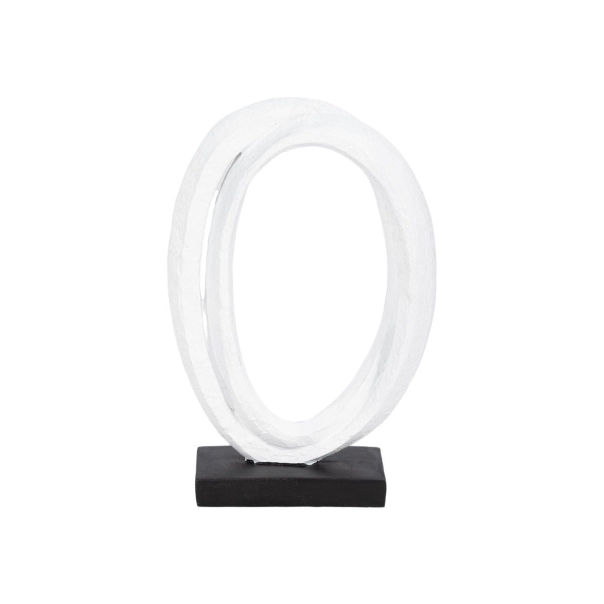 11" Oval Loops Sculpture Volcano Texture - White / Black