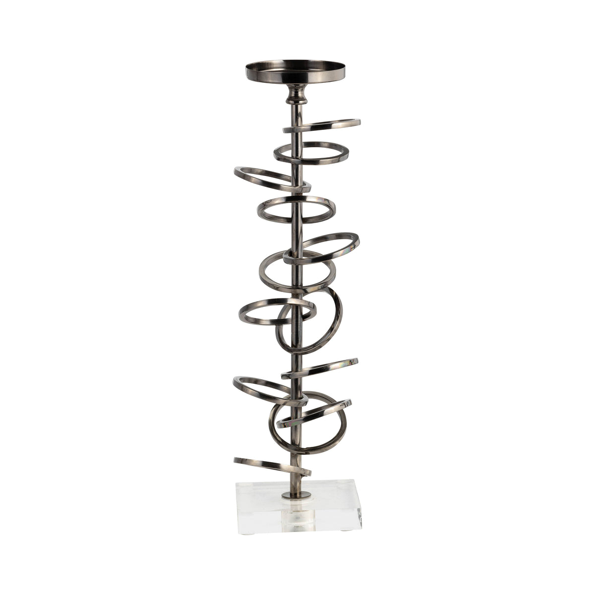 Aluminium Ring Toss On Acrylic Candleholder - Gunm
