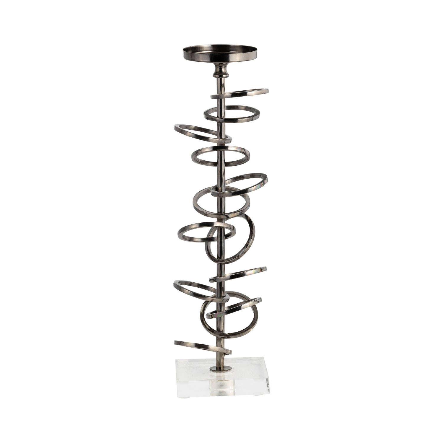 Aluminium Ring Toss On Acrylic Candleholder - Gunm