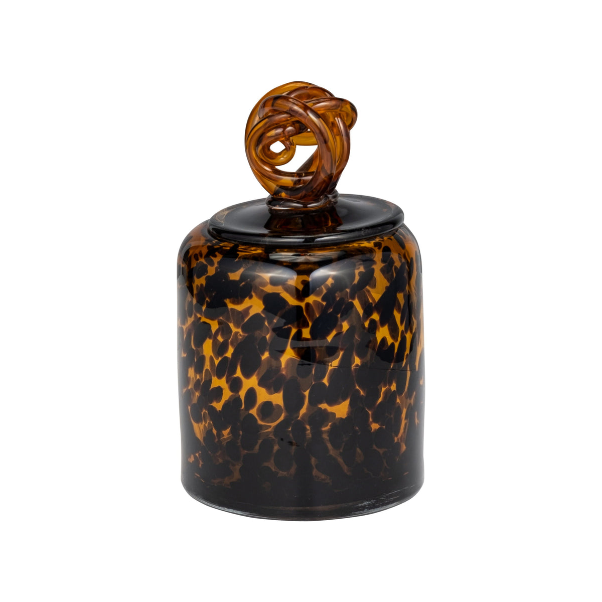 Glass Jar With Knot Lid 8" - Tortoise