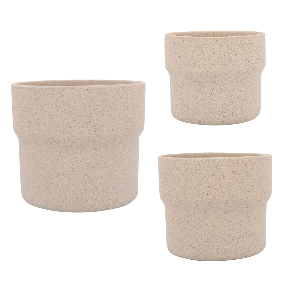 7" / 9" / 10" Ceramic Mushroom Planters (Set of 3) - Tan