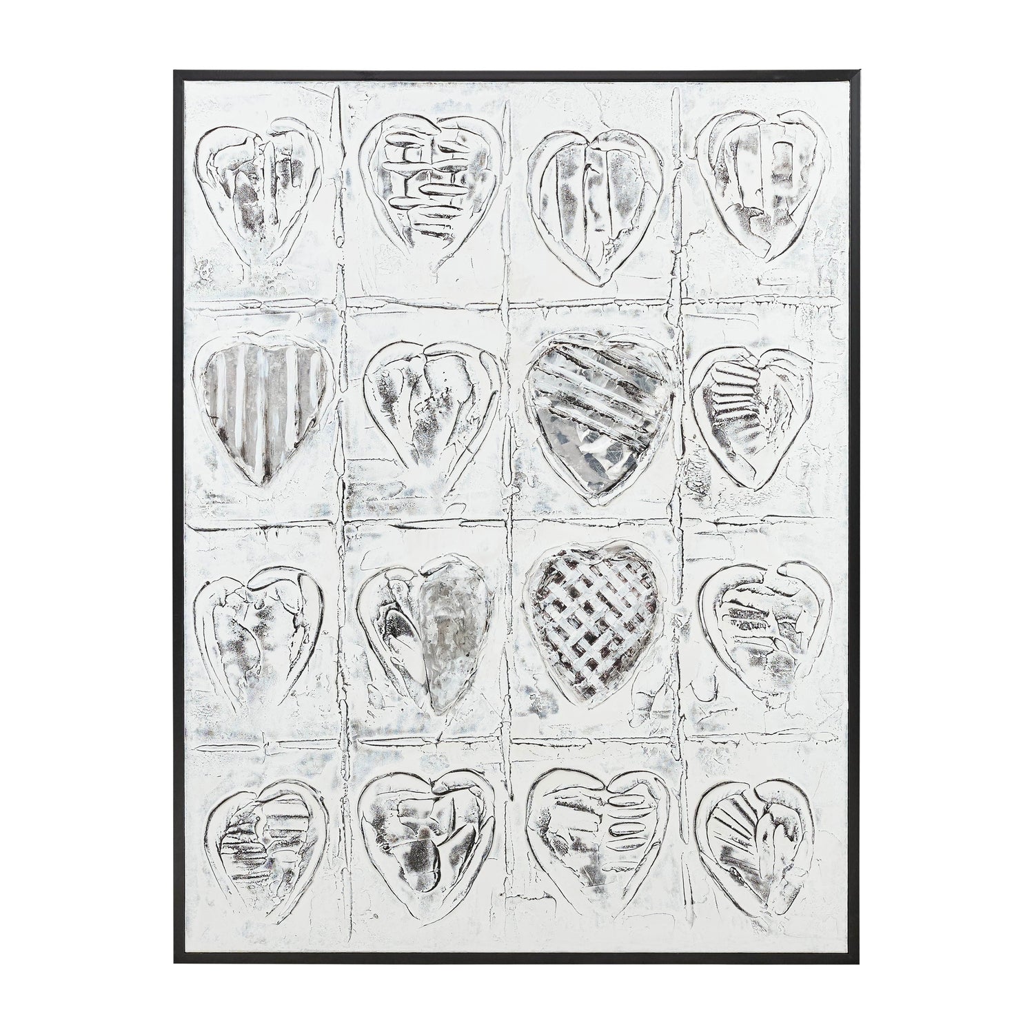 Hearts Hand Painted Canvas 36 x 48" - Gray