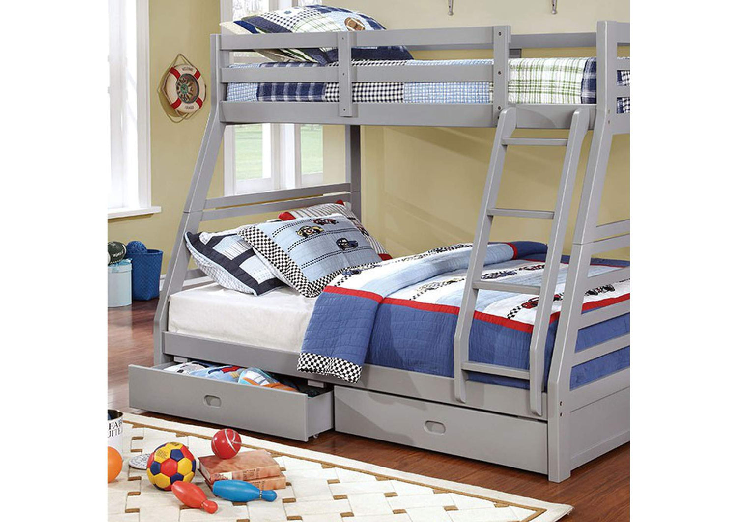 California Twin/Full Bunk Bed, Gray