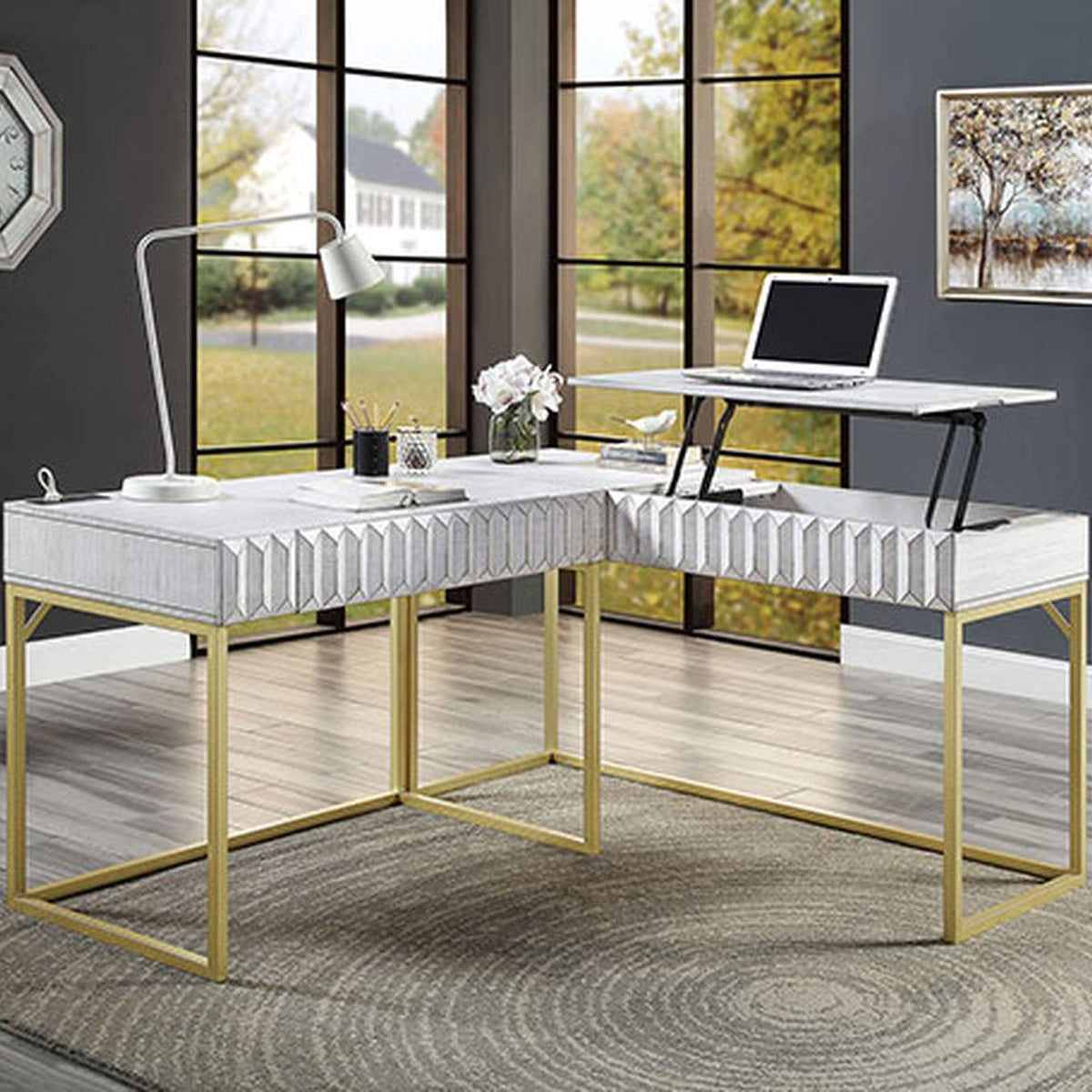 CM-DK406WH-PK Freiburg Corner Desk