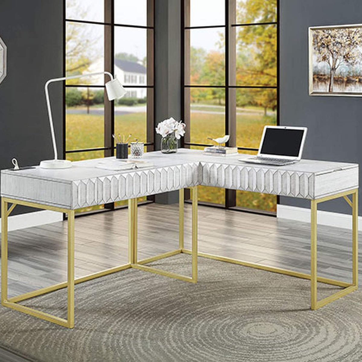 CM-DK406WH-PK Freiburg Corner Desk