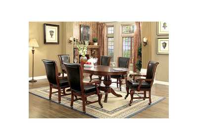 Melina Brown Cherry Game Table w/6 Arm Chair