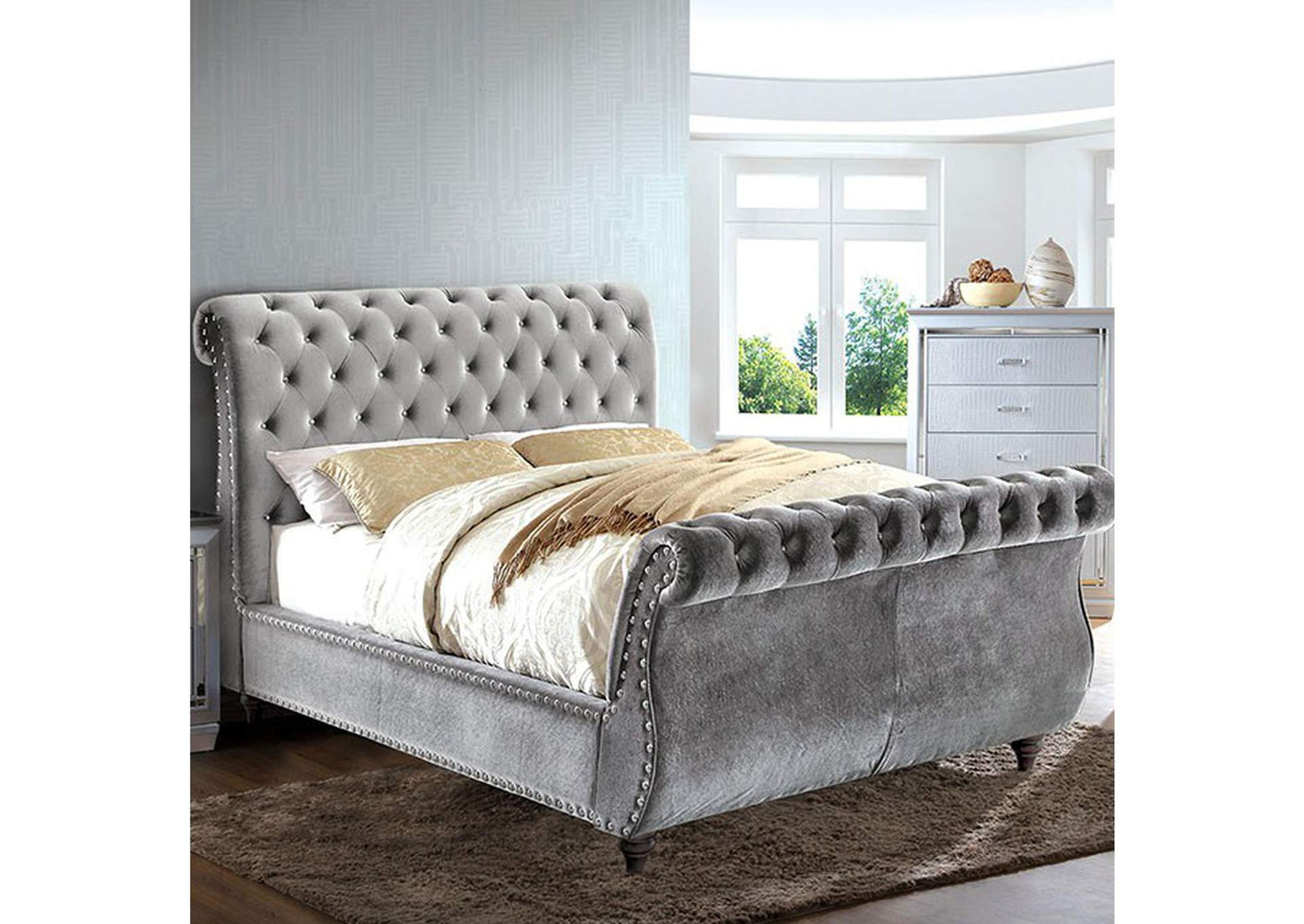 Noella Queen Bed, Gray