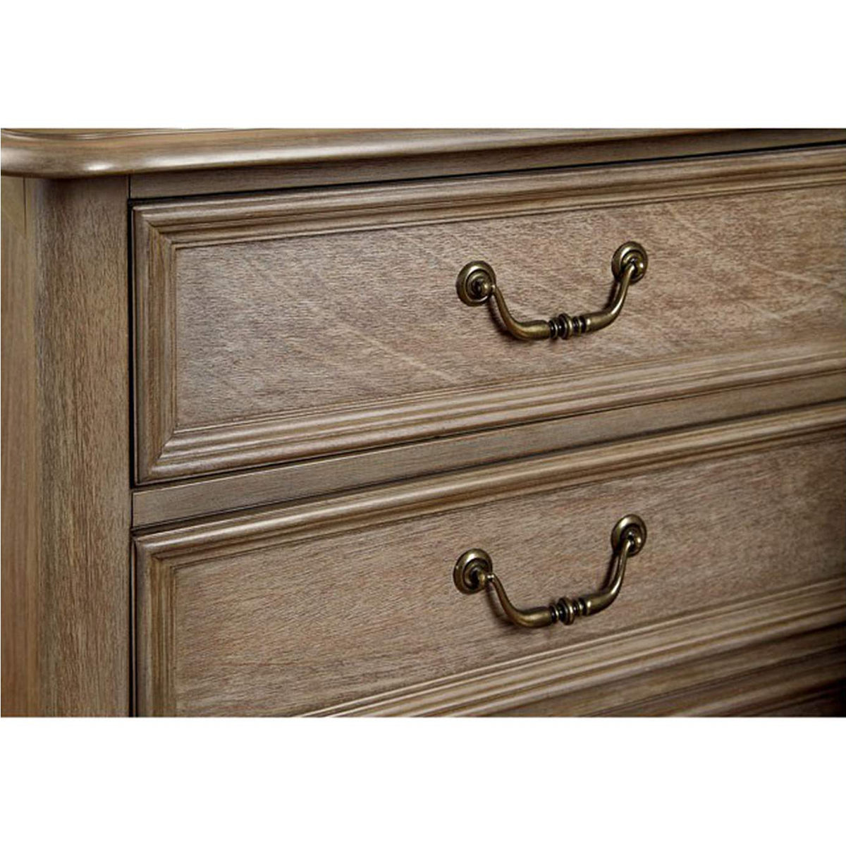 CM7611D Belgrade II Rustic Natural Tone Eastern King Upholstered Platform Bed w/Dresser and Mirror