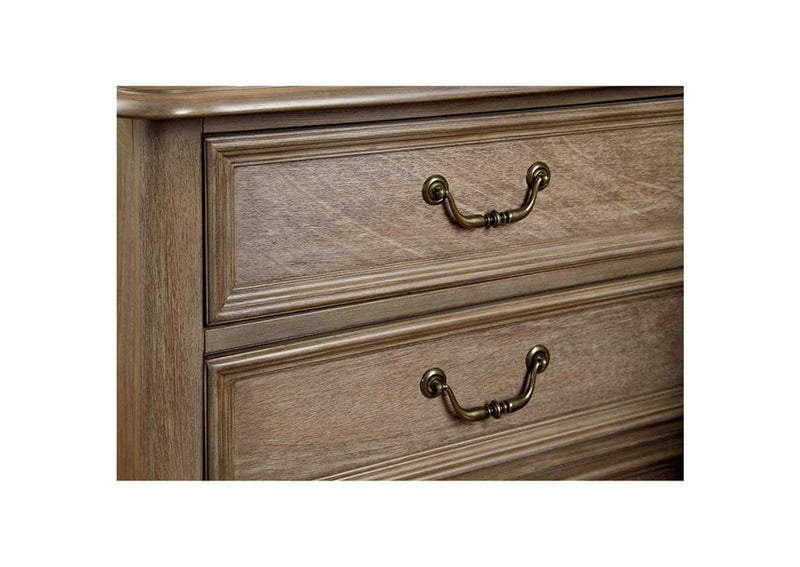 CM7611D Belgrade II Rustic Natural Tone Eastern King Upholstered Platform Bed w/Dresser and Mirror