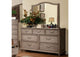 CM7611D Belgrade II Rustic Natural Tone Eastern King Upholstered Platform Bed w/Dresser and Mirror