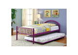 CM-TR1032PR Rainbow Purple High Headboard Full Metal Platform Bed w/Trundle