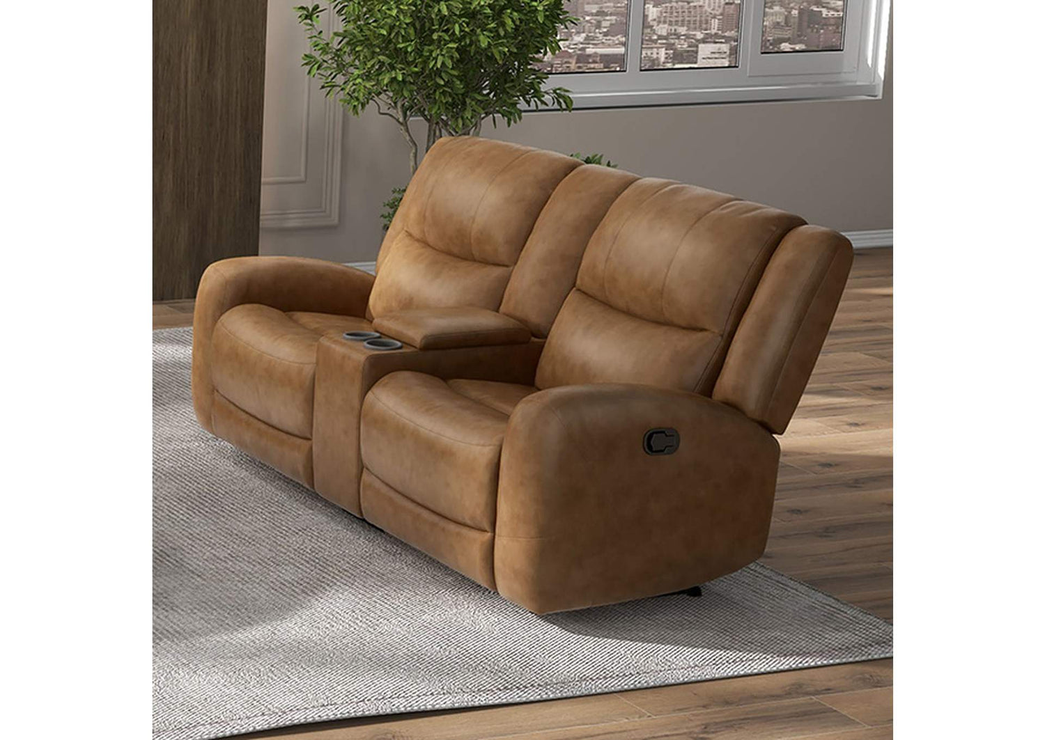 Leolinus Manual Recliner Loveseat w/ Console