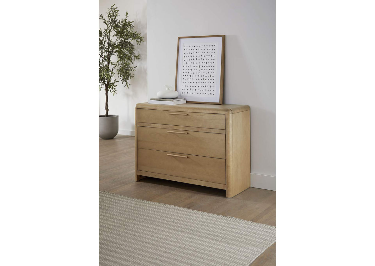 QDTW85 Furano Three Drawer Ash Wood Bachelor Chest In Ginger