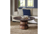 PMRR21 Virton Solid Wood Round Coffee Table In Smoked Brown