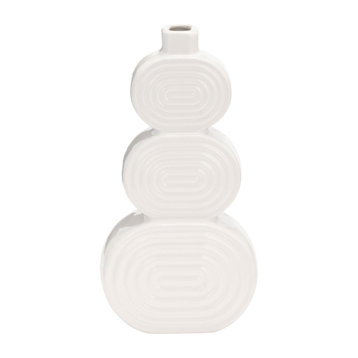 Ceramic 12" Stacked Circles Vase - White