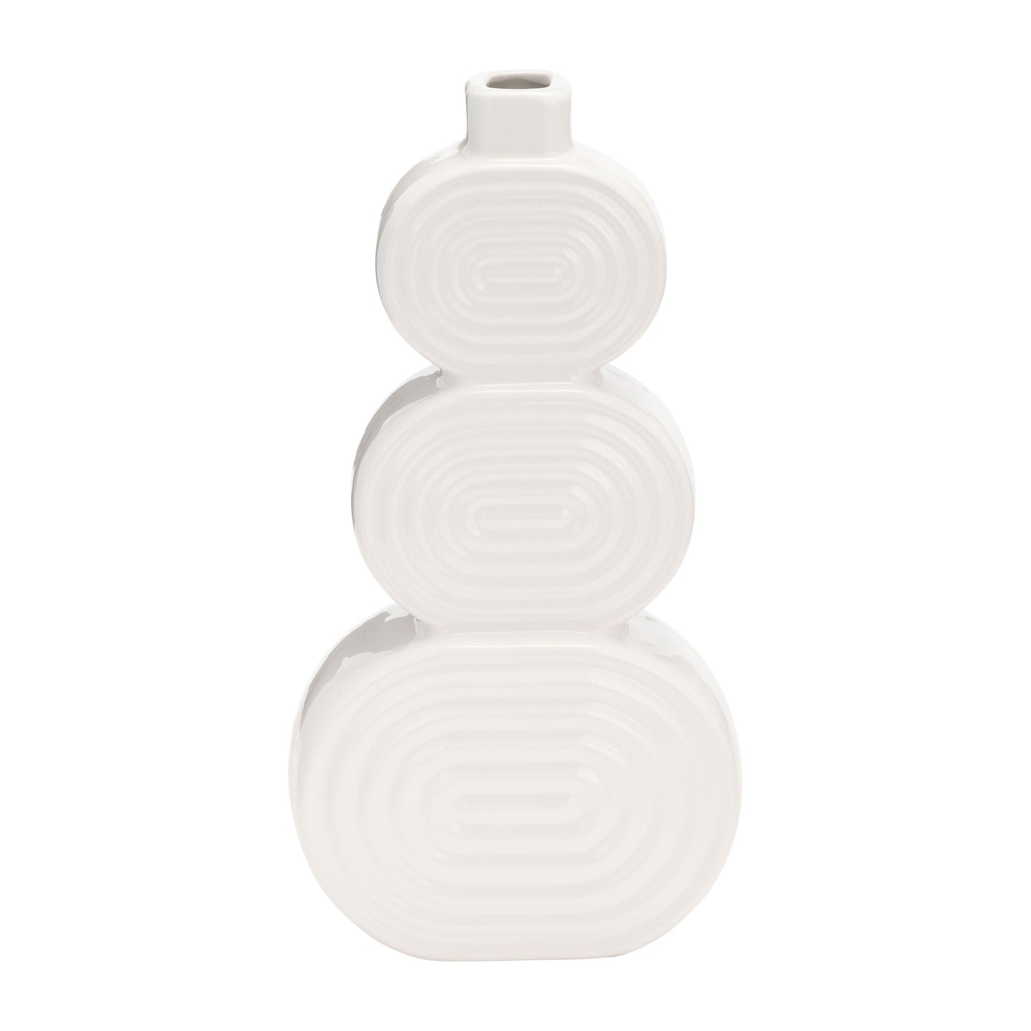 Ceramic 12" Stacked Circles Vase - White