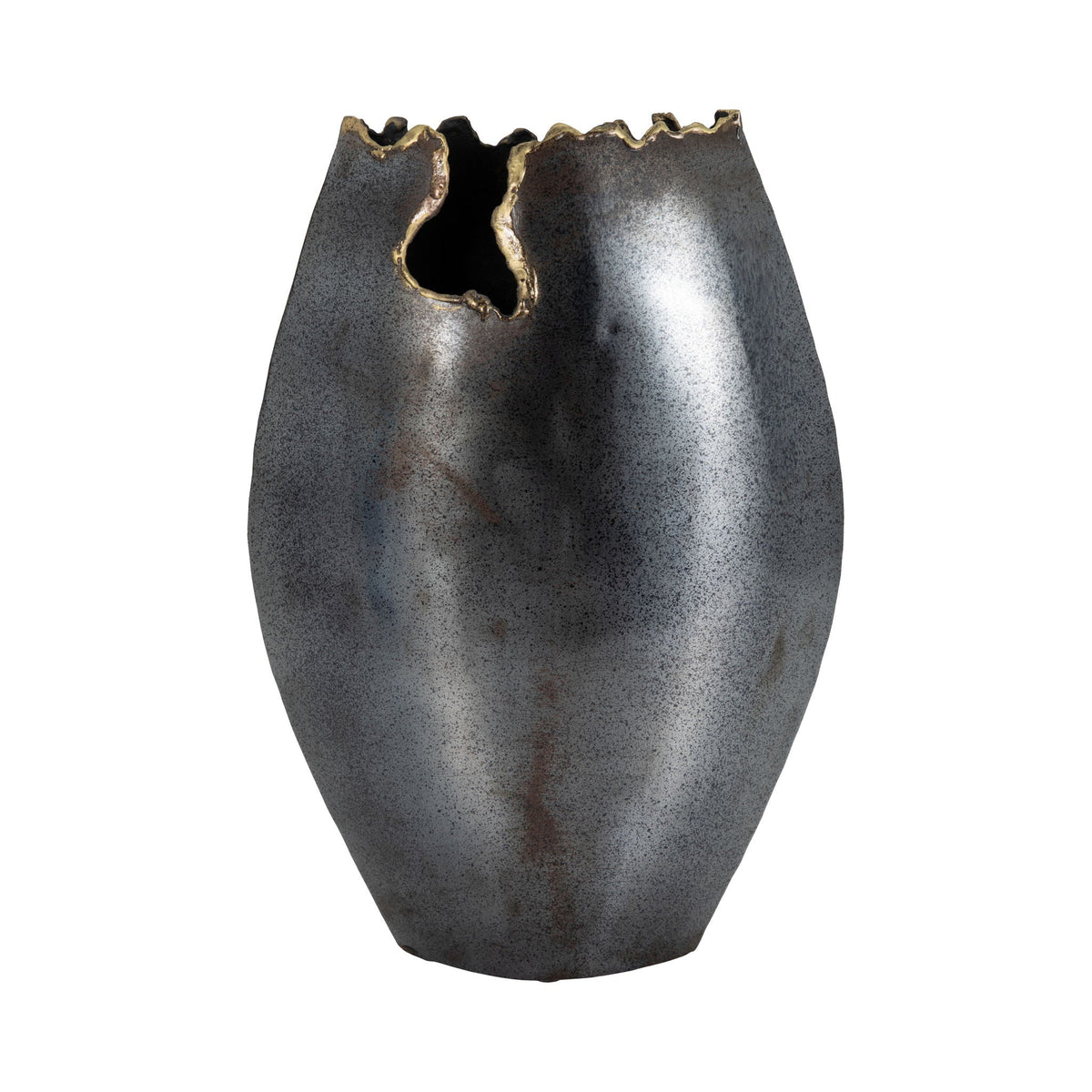 Metal Chipped Vase 14" - Black