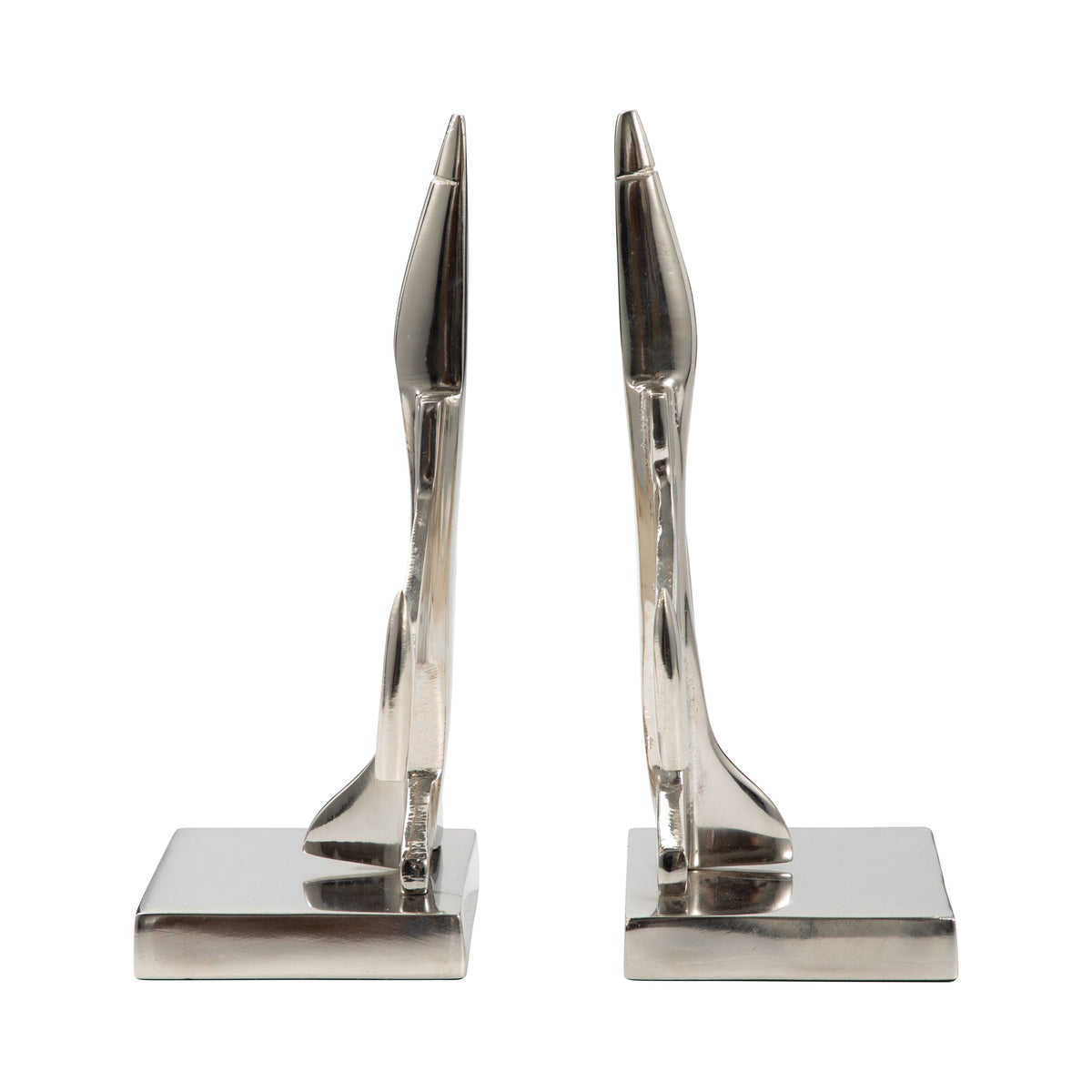 9" Orleans Plane Bookends (Set of 2) - Silver