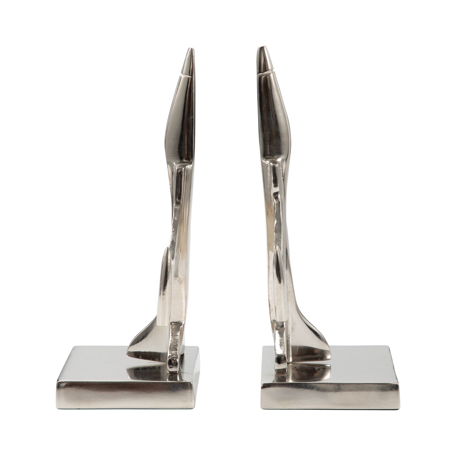 9" Orleans Plane Bookends (Set of 2) - Silver