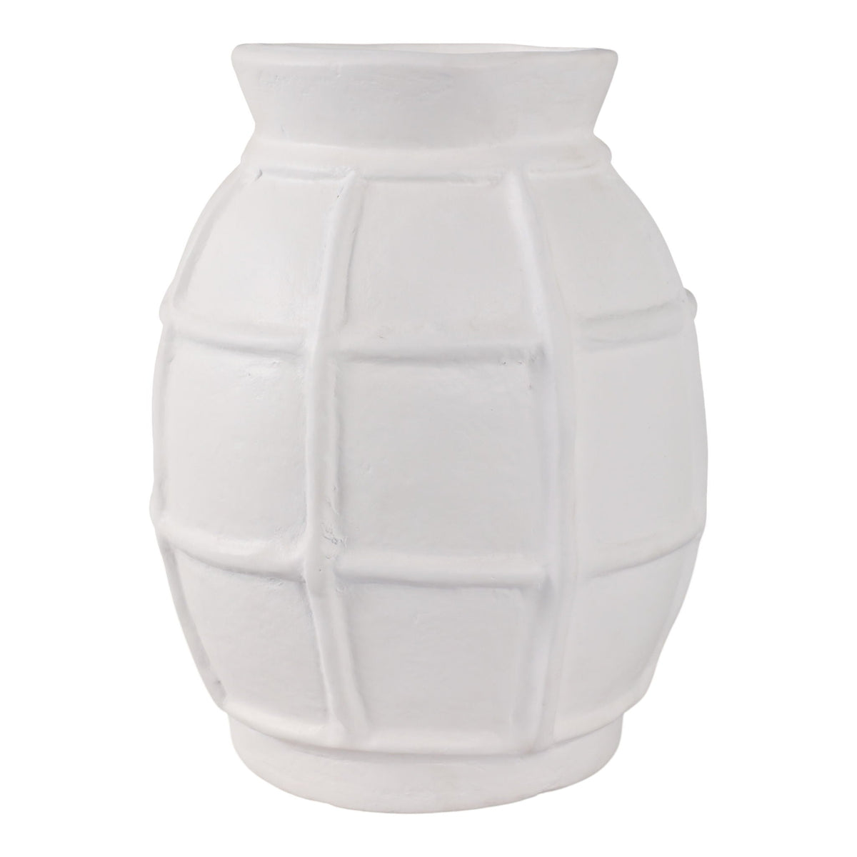 14" x 11" Windowpane Paper Mache Vase - White