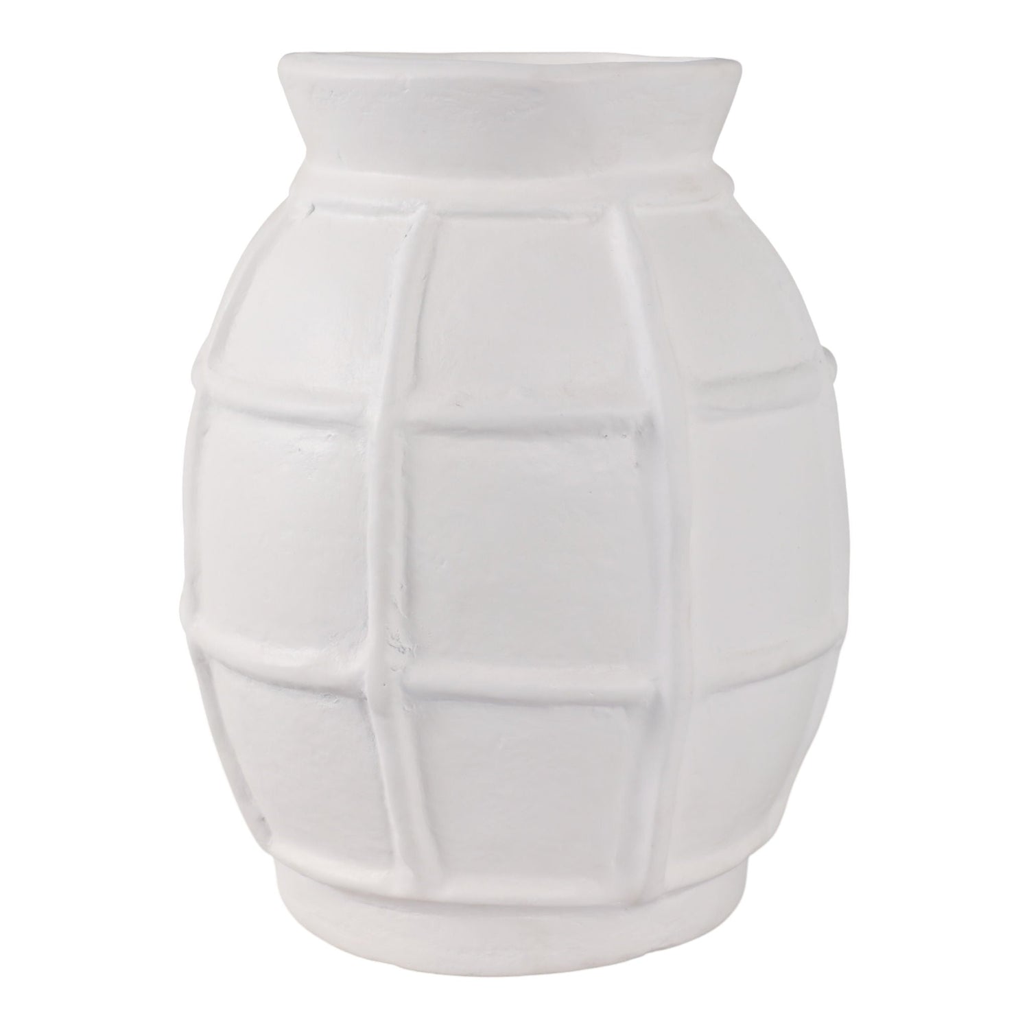 14" x 11" Windowpane Paper Mache Vase - White