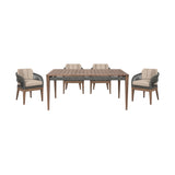Orbit - 5 Piece Outdoor Patio Dining Set - Weathered Eucalyptus / Taupe