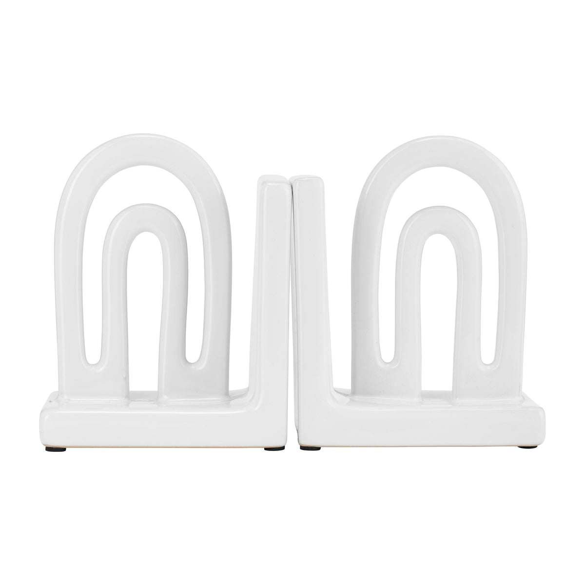 Ceramic Arch Bookends 6" (Set of 2) - White
