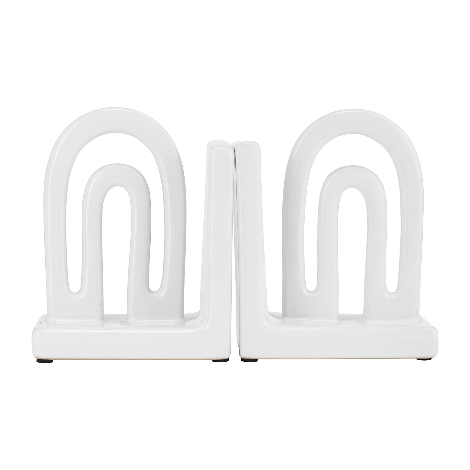 Ceramic Arch Bookends 6" (Set of 2) - White