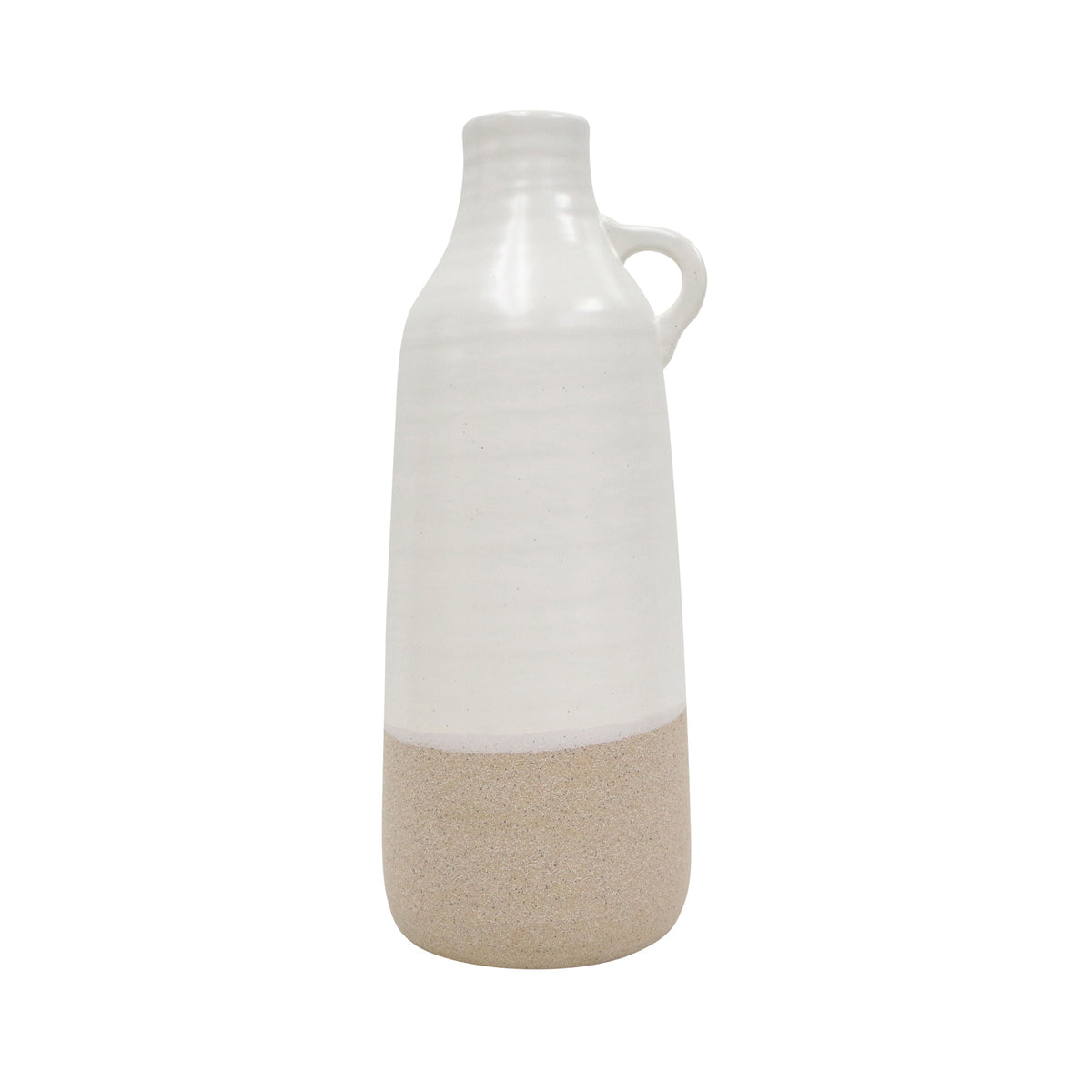 Ceramic 14" Bottle Vase - White/Tan