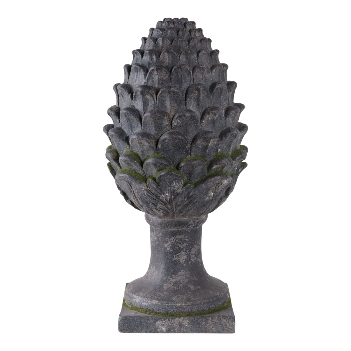 30" x 13" Rustic Artichoke Statue With Moss - Gray