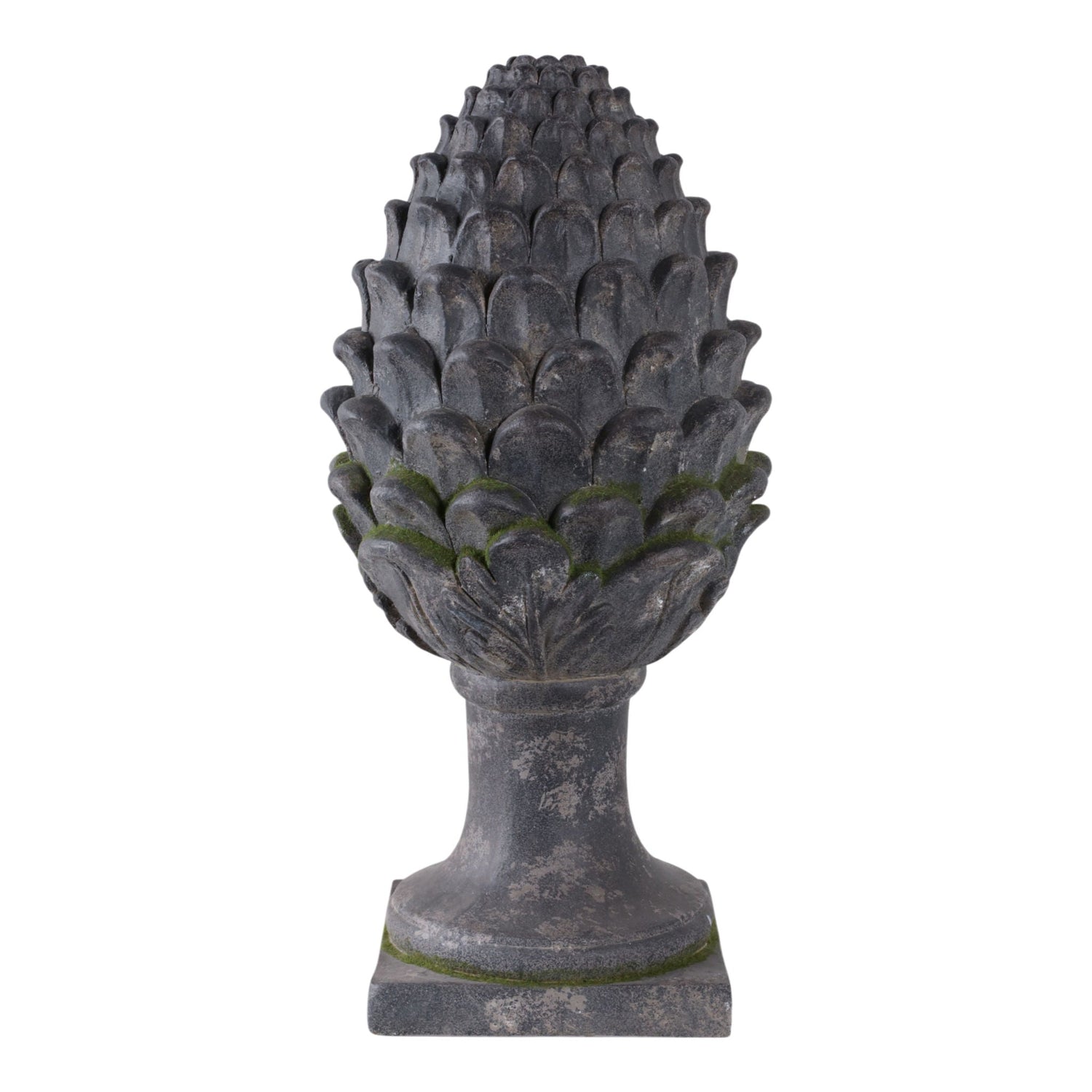 30" x 13" Rustic Artichoke Statue With Moss - Gray