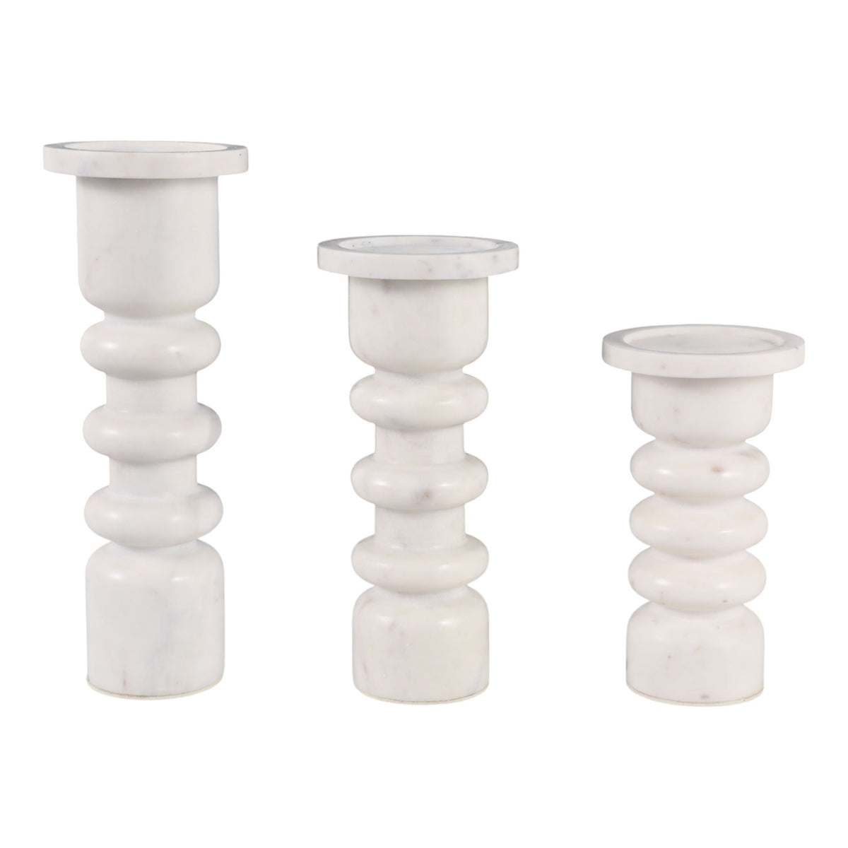 8 / 10 / 12" Olathe Marble Candle Sticks (Set of 3) - White