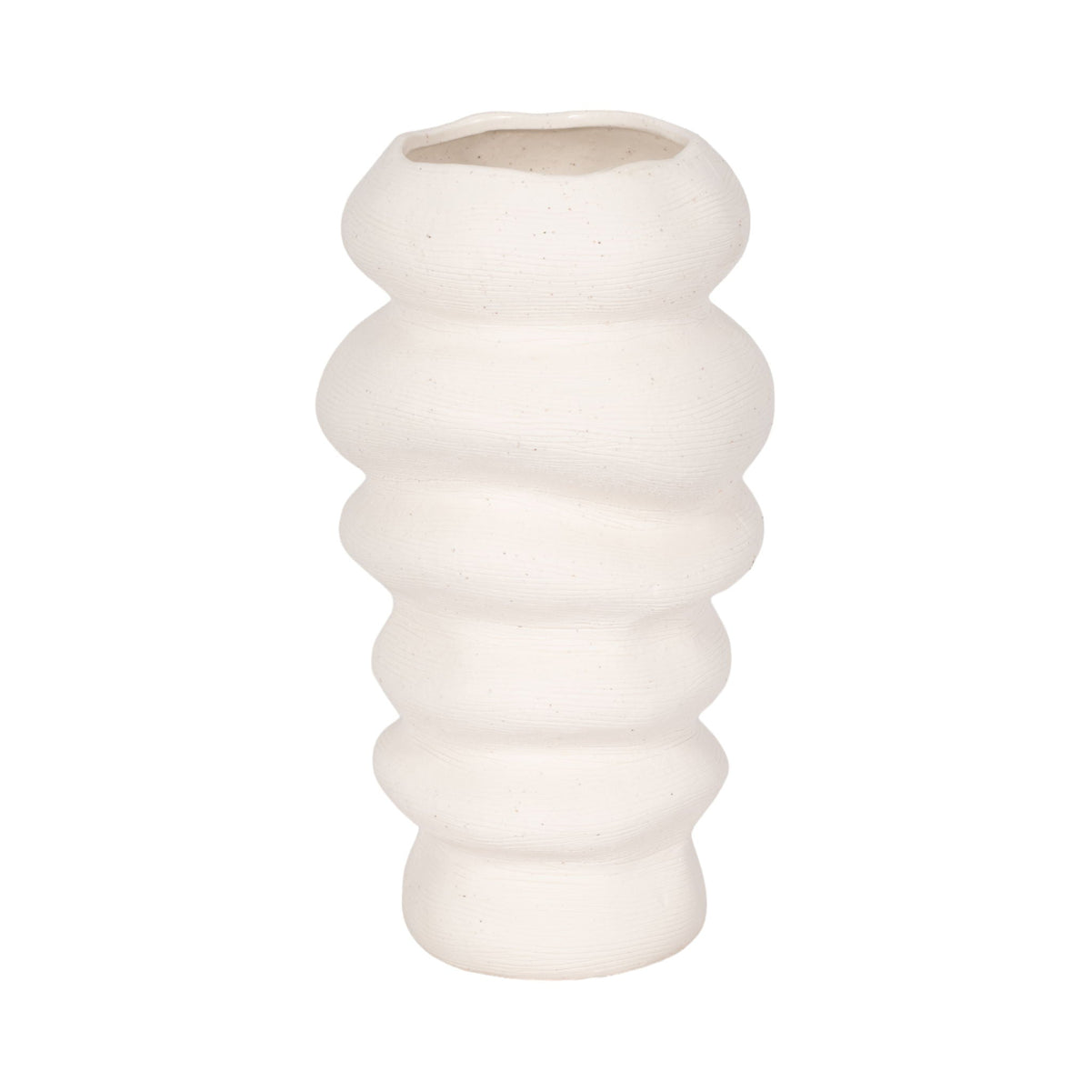 12" x 7" Hand Scribed Cairn Vase - White