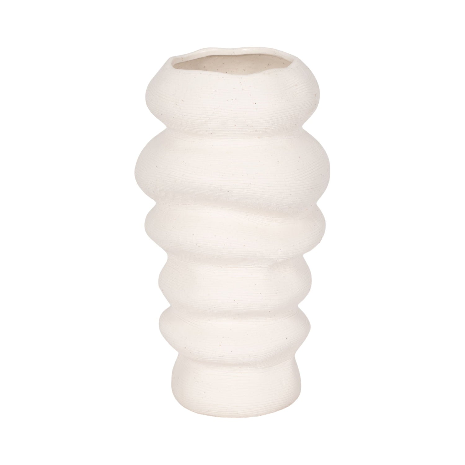 12" x 7" Hand Scribed Cairn Vase - White