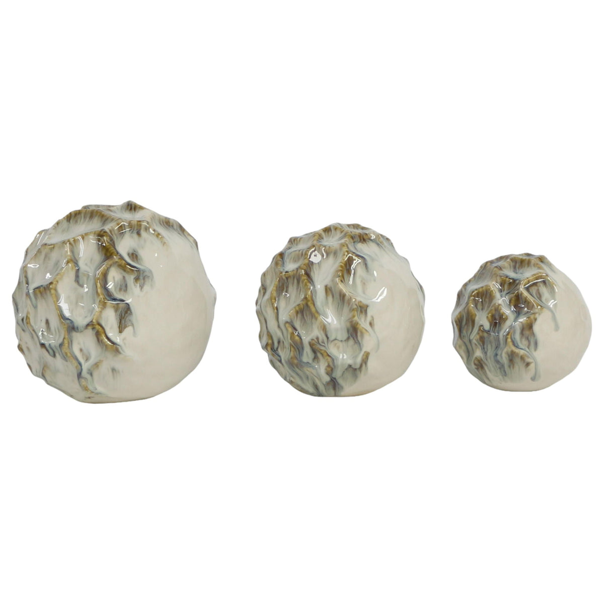 Decorah Ceramic Deco Balls 4/5/6" (Set of 3) - Beige