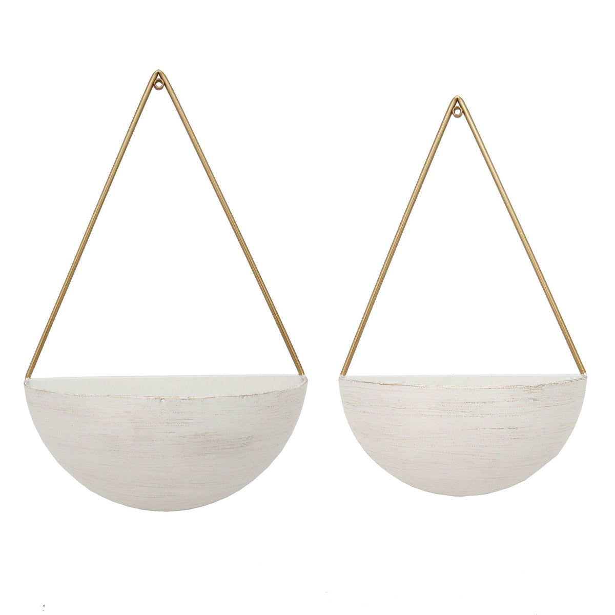 Metal Half Moon Wall Planters (Set of 2) - White