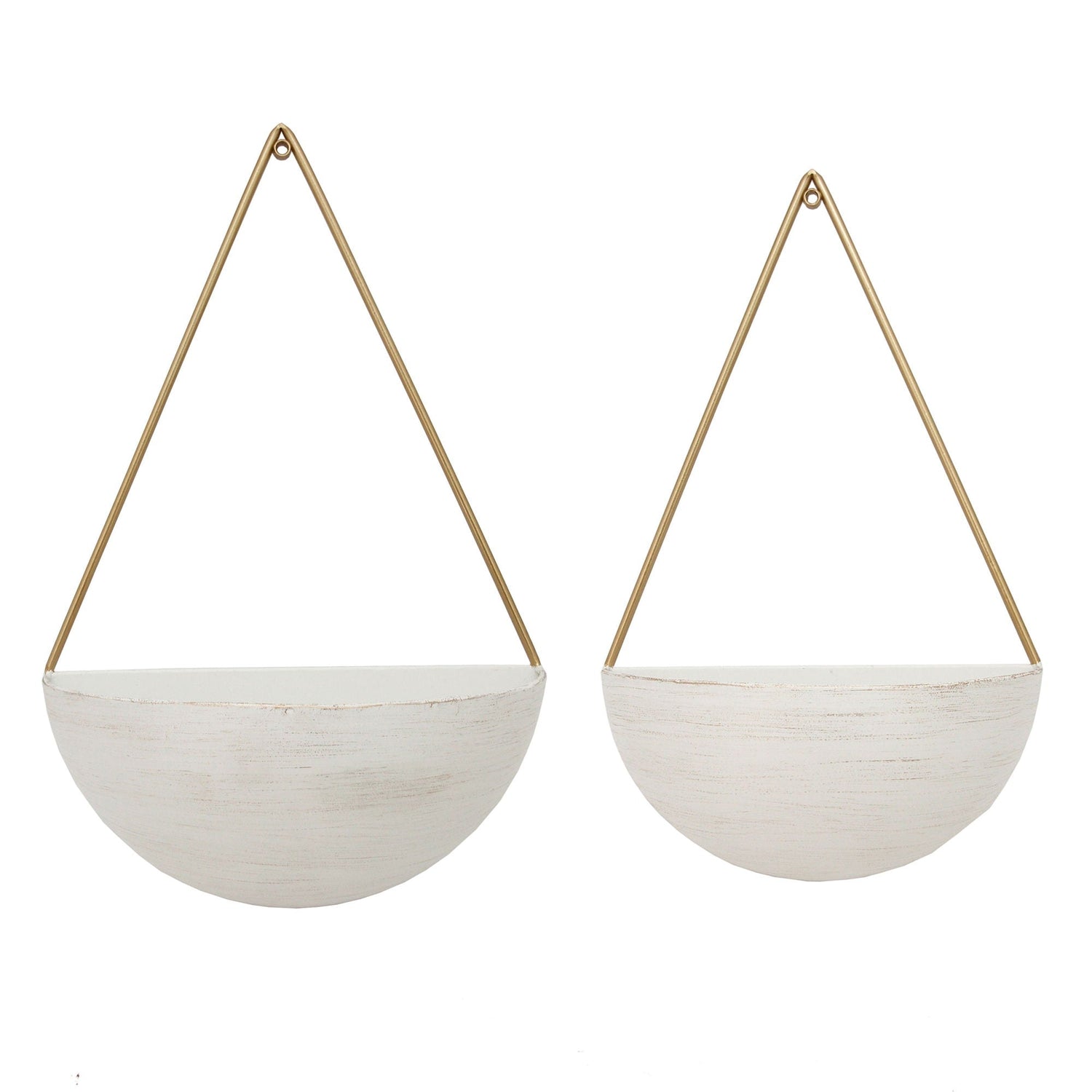 Metal Half Moon Wall Planters (Set of 2) - White
