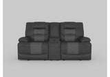 9388GRY-2 Fabian Double Glider Reclining Love Seat with Center Console, Receptacles and USB Ports