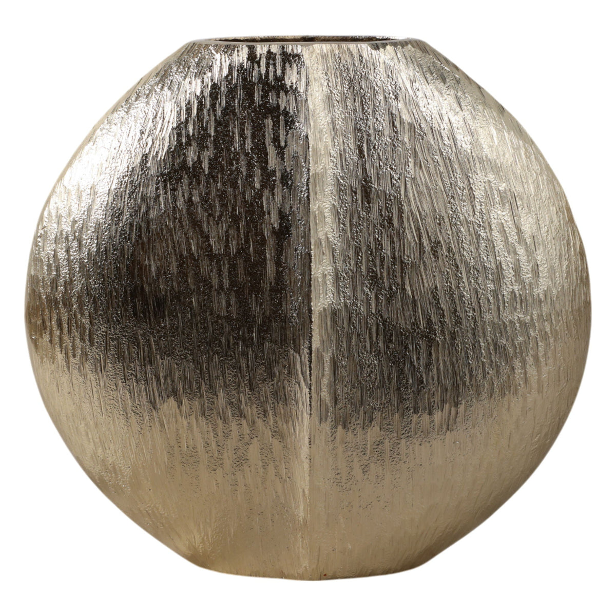 11" x 10" Modern Round Metal Vase - Gold