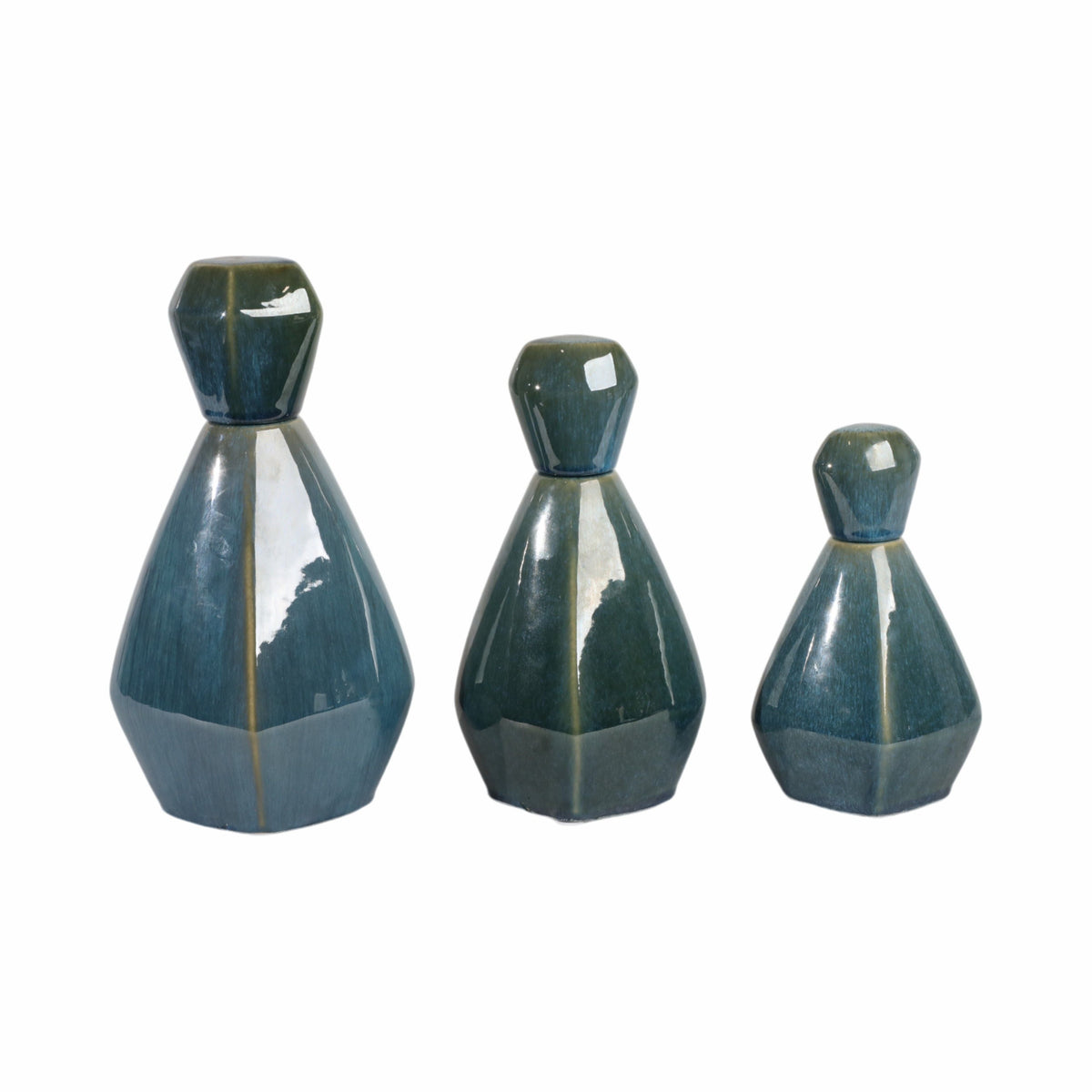 9" / 11" / 13" Corvallis Ceramic Bottles (Set of 3) - Blue