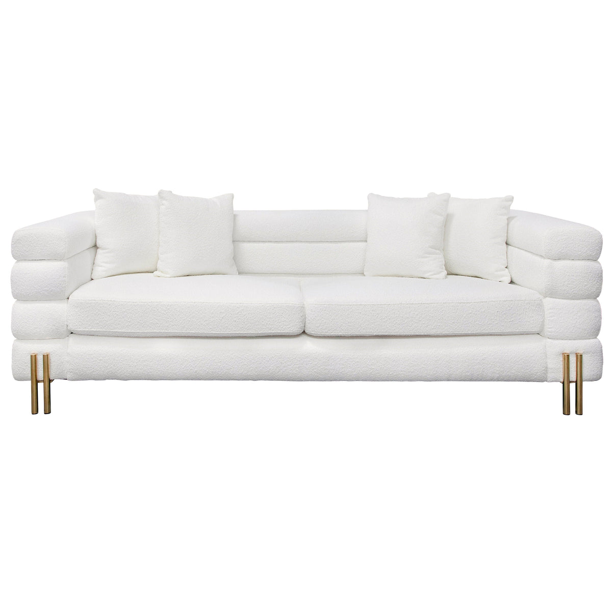 Stainless Steel Bolstered 3-Seater Sofa - White