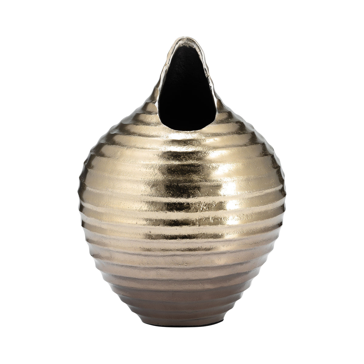 Metal Shell Like Vase 12" - Gold
