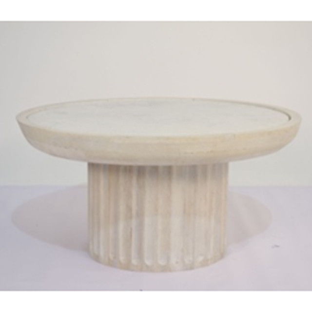 Carved Wood Base Marble Top - Whitewash