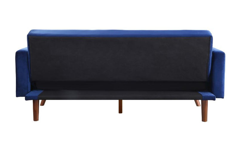 Tanitha - Futon - Blue Velvet &amp; Natural Finish
