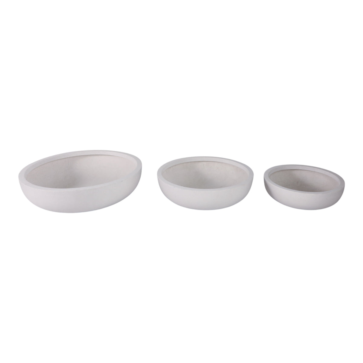13" / 17" / 21" Low Bowl Planters (Set of 3) - White