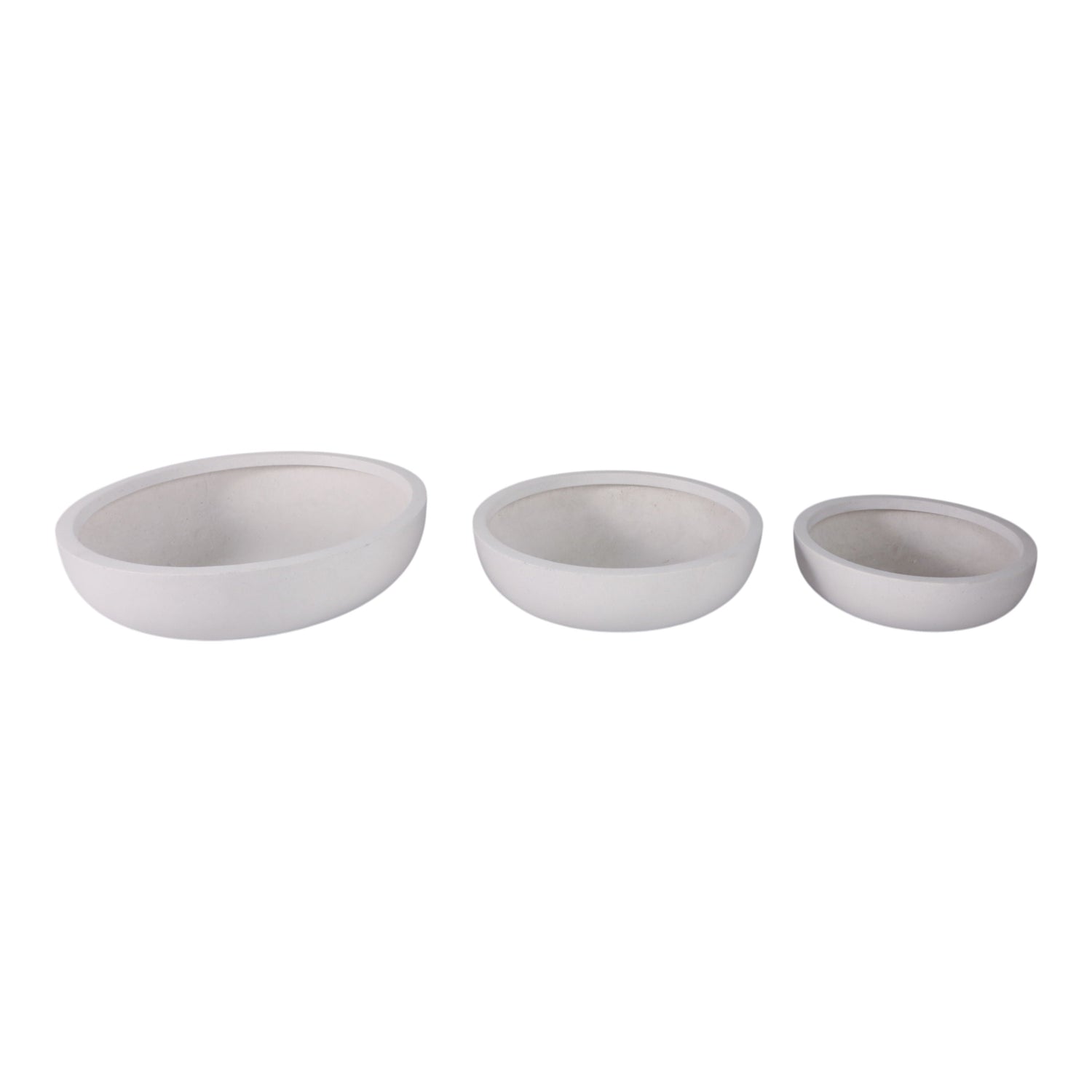 13" / 17" / 21" Low Bowl Planters (Set of 3) - White
