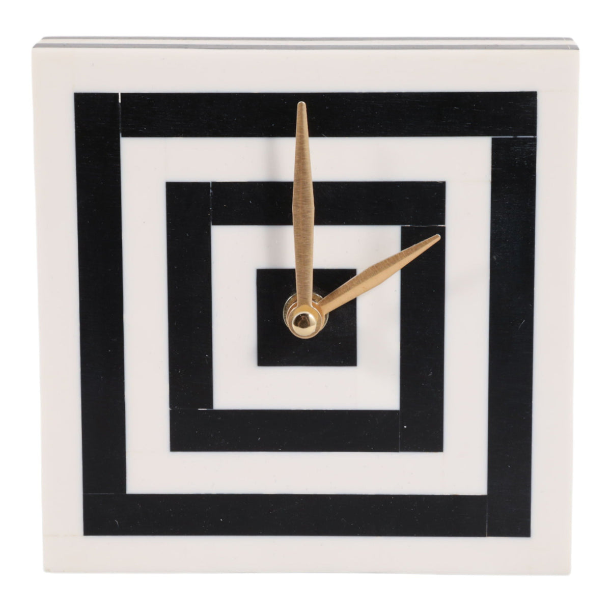 5" Square Resin Clock - White / Black