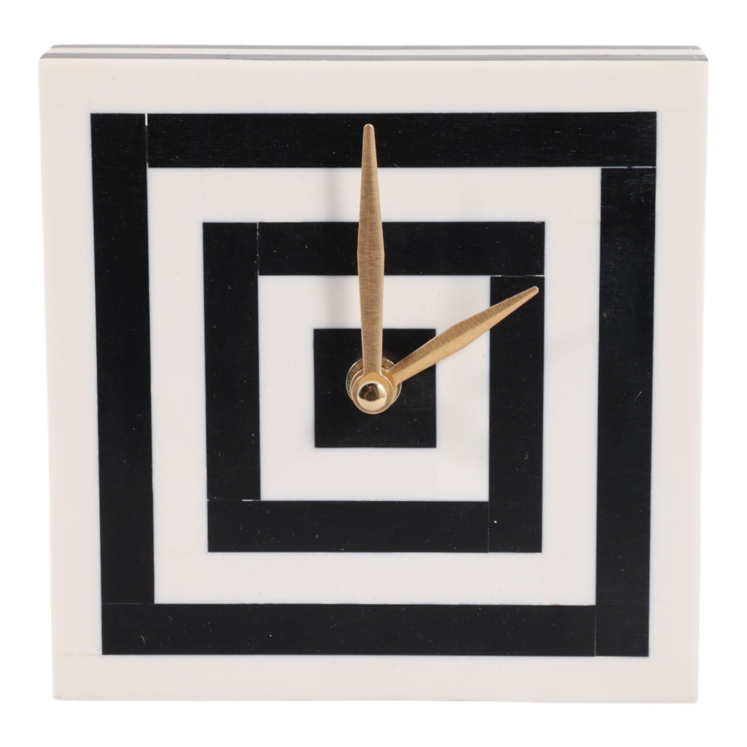 5" Square Resin Clock - White / Black